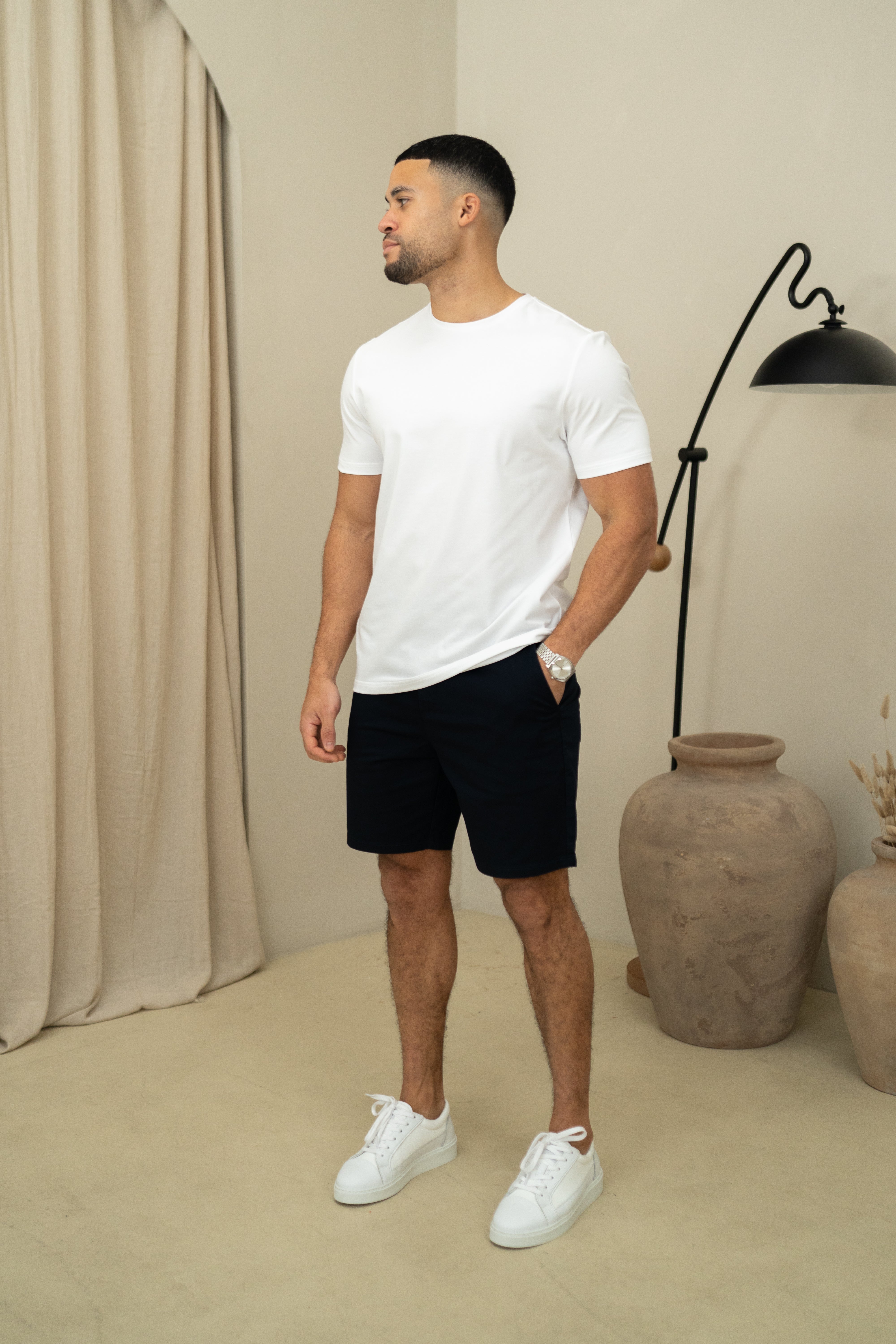 CAPO Chino Side Adjuster Navy Shorts